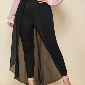 Hi-Rise Skinny Pant w/ Chiffon Overlay